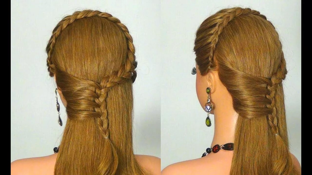 Прически на длинные волосы на манекене Braided hairstyle for every day - YouTube