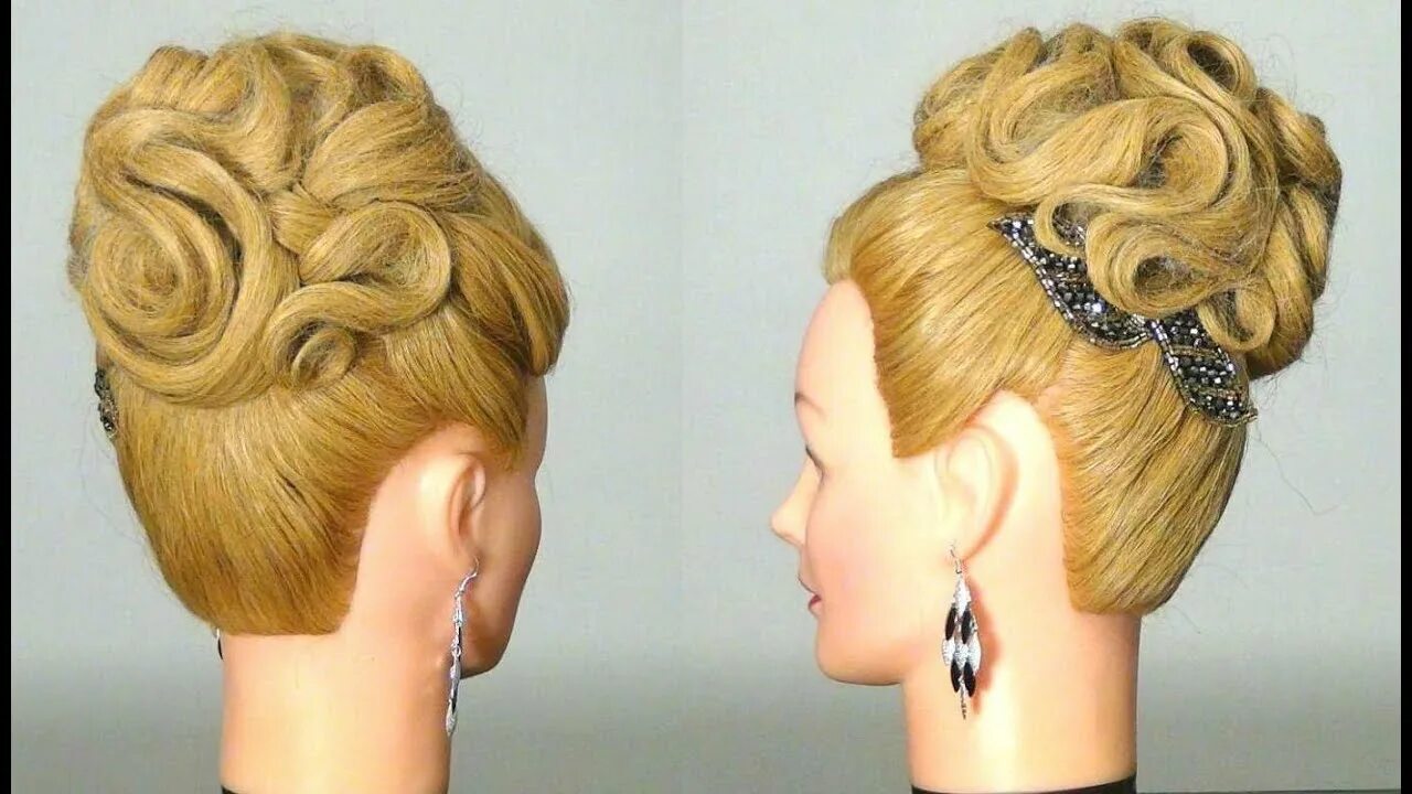 Прически на длинные волосы на манекене Вечерняя, свадебная прическа. Wedding prom hairstyles for long hair. - YouTube