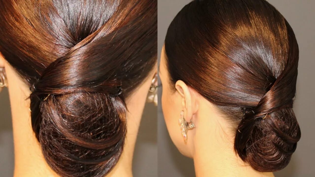 Прически на длинные волосы на танцы Ballroom Dancing Hair Tutorial Sleek Low Bun with a Twist - YouTube