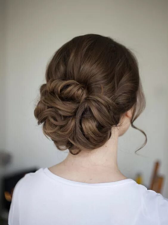 Прически на длинные волосы пучок внизу Beautiful Brides Hair and Makeup Service by Justina Sullivan Bride hairstyles, L