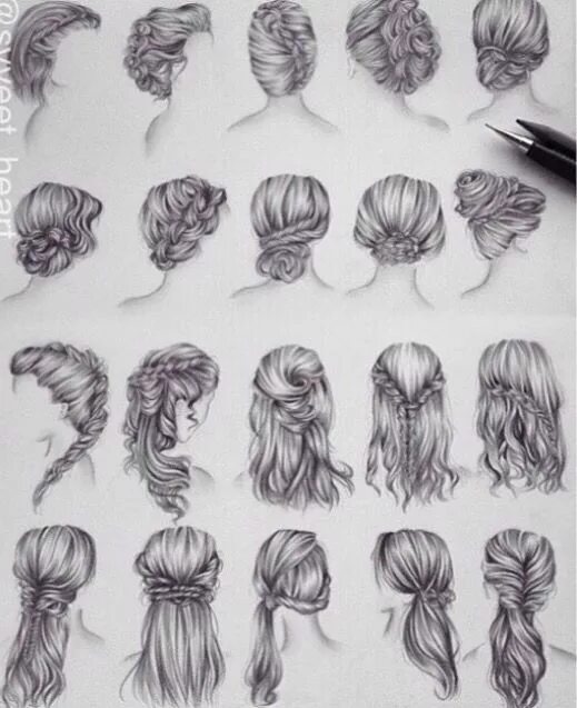 Прически на длинные волосы рисунки Pin by Courtney Adema on Hair Hair sketch, How to draw hair, Hair illustration