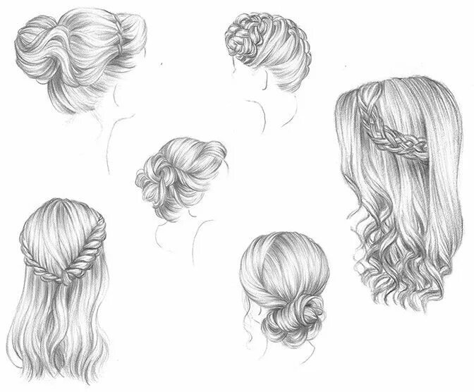 Прически на длинные волосы рисунки Pin by Eléa Coppens on coiffure Girl hair drawing, Hair art, Hair sketch