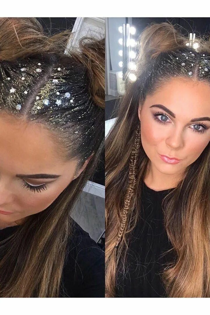 Прически на длинные волосы со стразами 20 Photos That Prove Glitter Roots is The Official Hairstyle of Festival Season 