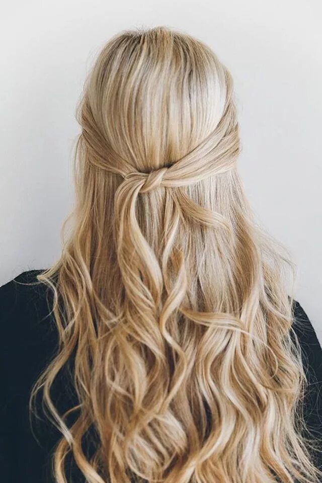 Прически на длинные волосы сзади фото Half up knot hairstyle - 2018 wedding hairstyles Hair styles, Long hair styles, 