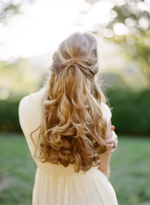 Прически на длинные волосы сзади фото венок локоны свадьба - Поиск в Google Elegant wedding hair, Long hair styles, Ha