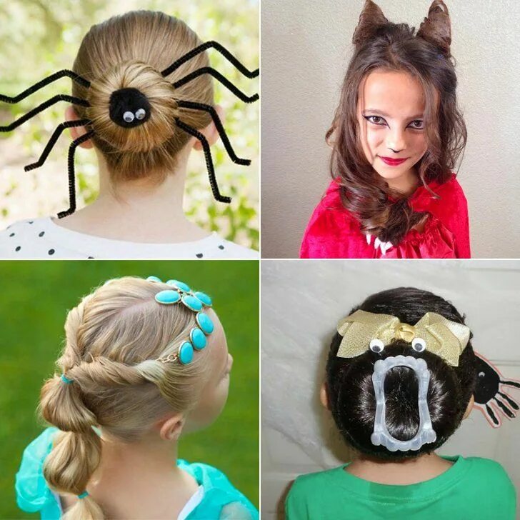 Прически на хэллоуин для девочек 10 лет Spirited Halloween Hair Ideas to Complete Your Child's Costume Halloween hair, V