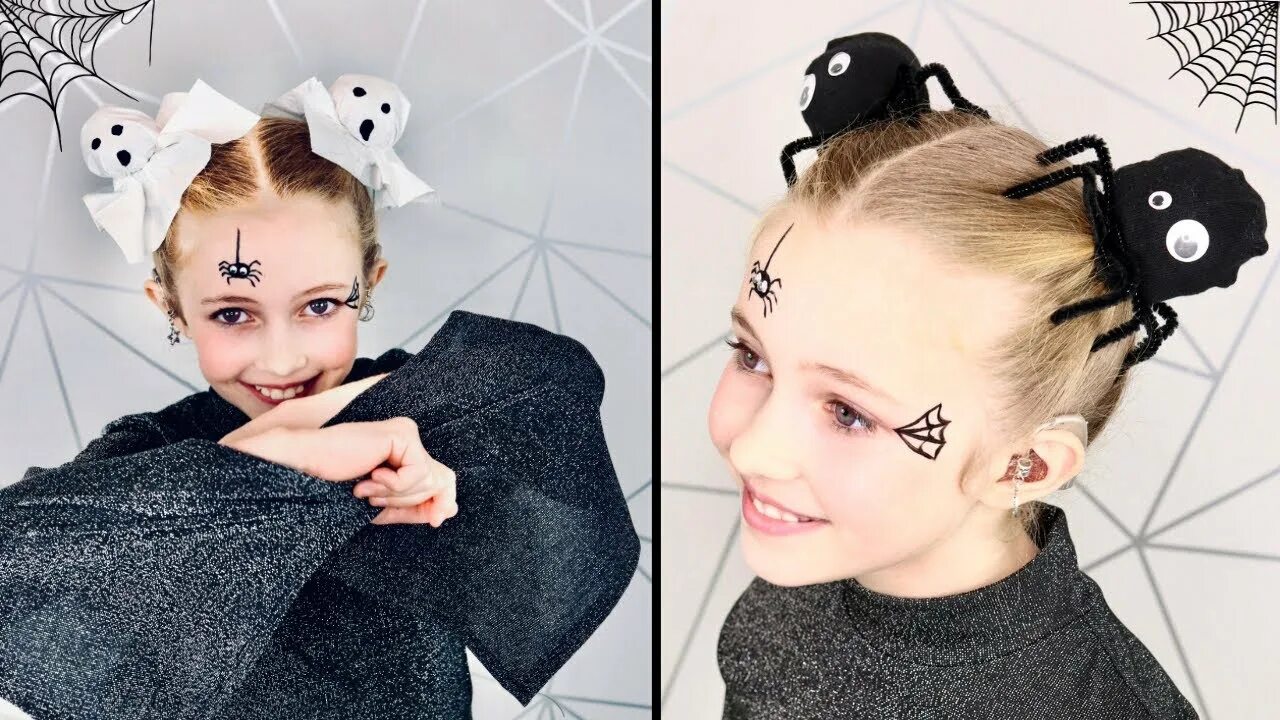 Прически на хэллоуин легкие для девочек Ghost And Spider Halloween Hairstyles - YouTube