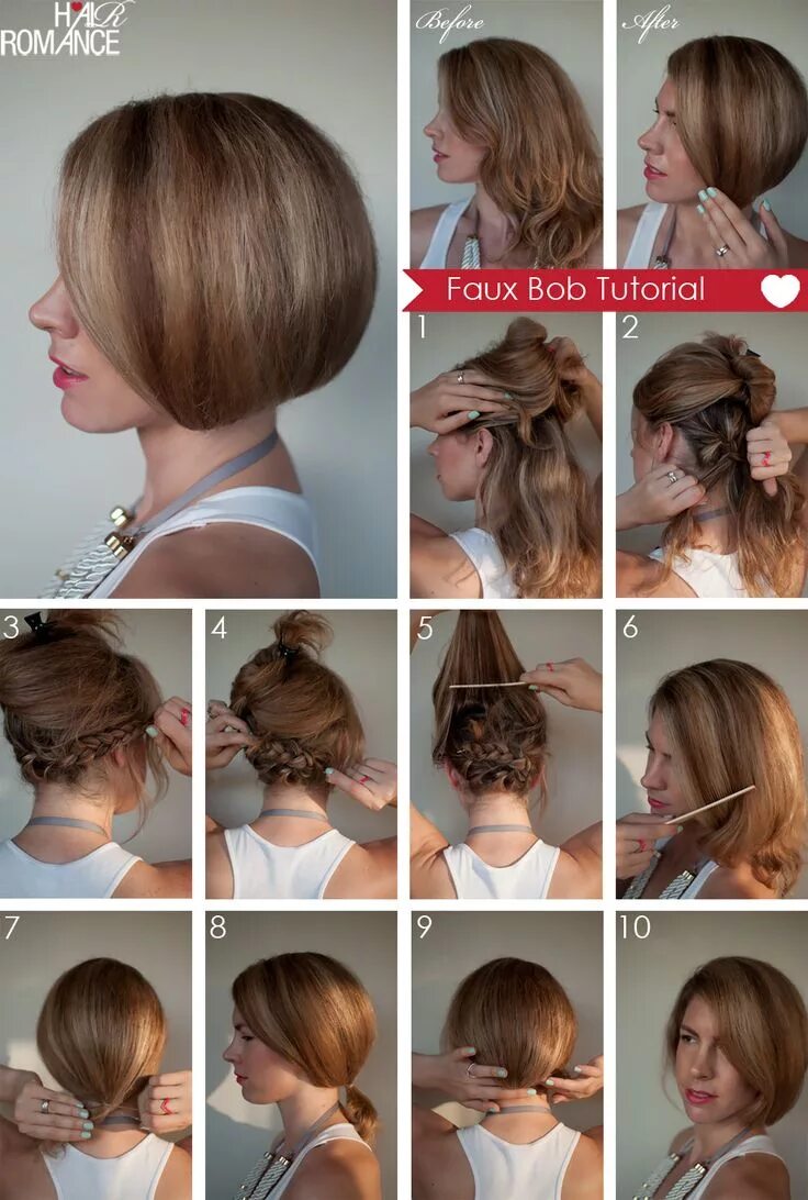 Прически на каре боб в домашних условиях Faux Bob Tutorial