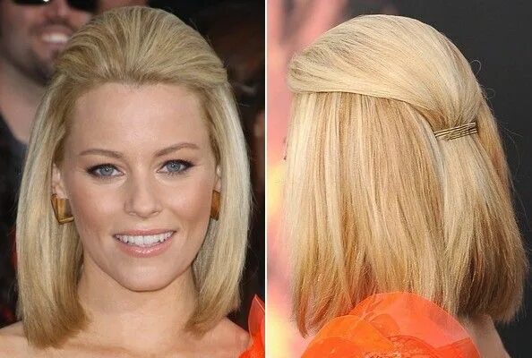 Прически на каре до плеч Elizabeth Banks' Sophisticated Bob With Barrette Long bob hairstyles, Modern bob