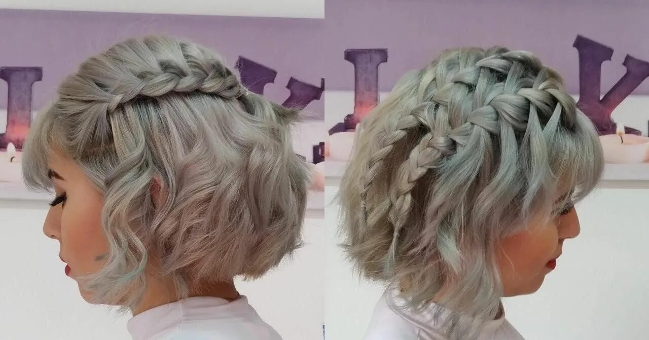 Прически на короткие косы Peinados con trenzas para cabello corto Beauty, Hair styles, Hair