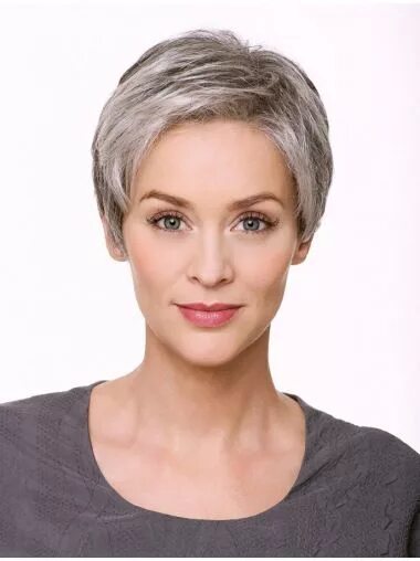 Прически на короткие седые волосы для женщин Cropped Monofilament 5" Synthetic Grey Wigs Wig hairstyles, Grey wig, Wigs