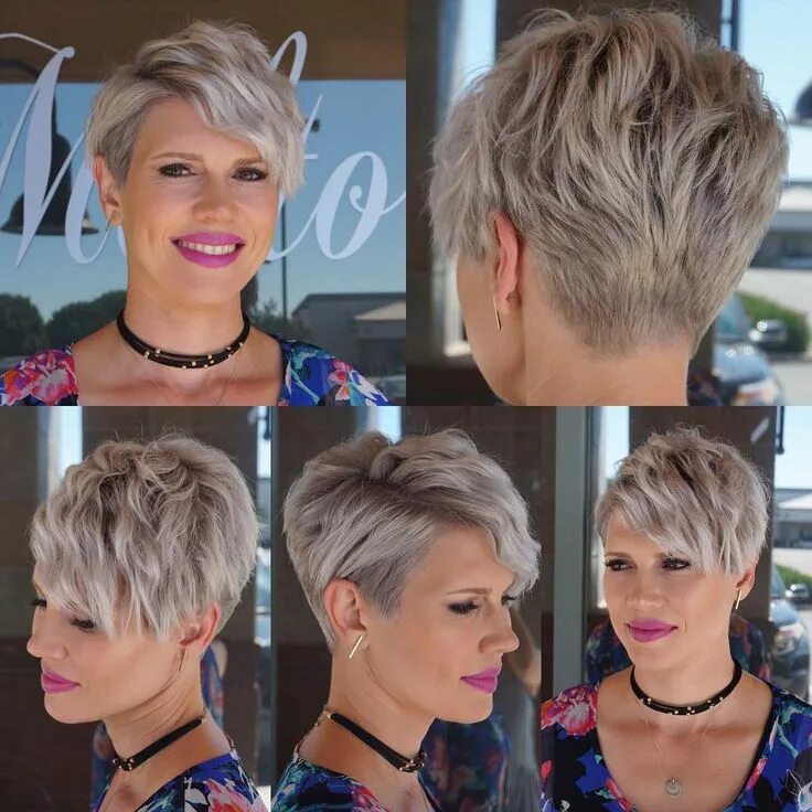 Прически на короткие волосы для женщин пикси Wavy Platinum Blonde Textured Pixie Crop with Side Swept Bangs - The Latest Hair