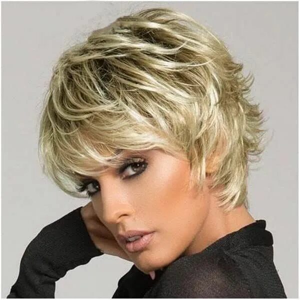 Прически на короткие волосы мелированием Qingcheng Short Haircut Wigs Synthetic Wigs for Black/White Women Short Hair Wig