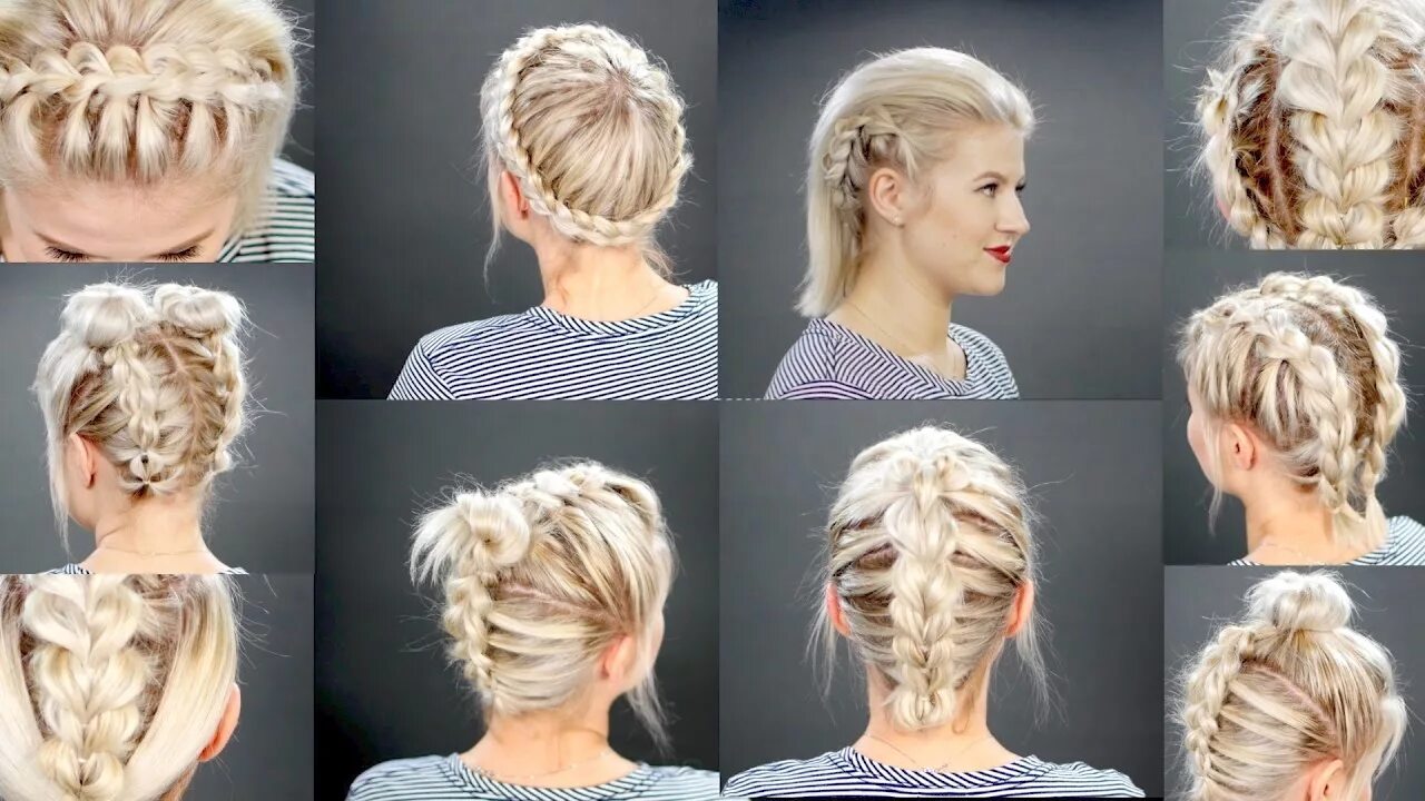 Прически на короткие волосы на каждый 10 FAUX BRAIDED SHORT HAIRSTYLES Tutorial Milabu - YouTube