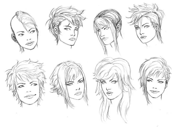 Прически на короткие волосы рисунки punky girl hair 4-10 by timflanagan on deviantART Sketches, How to draw hair, Ha