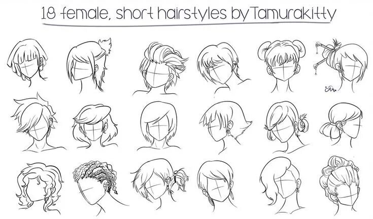 Прически на короткие волосы рисунки 18 female short hairstyles by Cosmic-Candy-Shop Short hair drawing, Hair sketch,