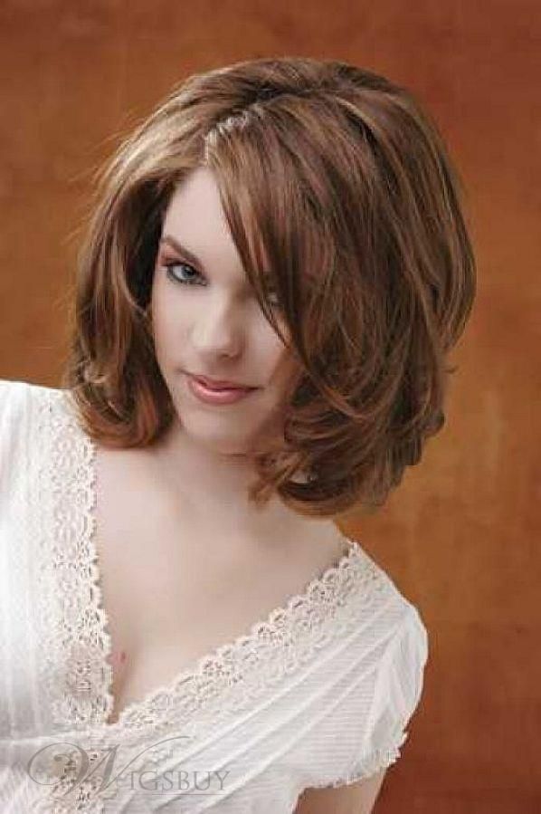 Прически на пышные волосы средней длины Hot-Sale Cute Neat Carefree Loose Wavy Medium-Length Thick Brown 100% Human Hair