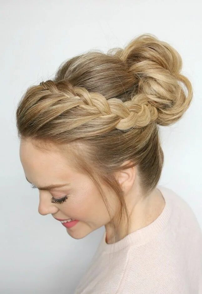 Прически на работу Double Lace Braid High Bun MISSY SUE Bridesmaid hair, Long hair styles, Cool hai