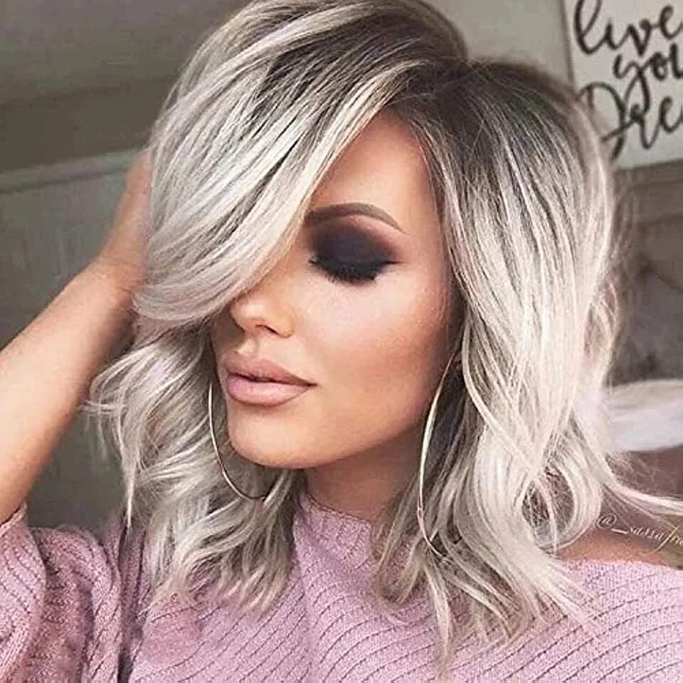 Прически на средние и покраска Amazon.com: Silver Ombre Wig