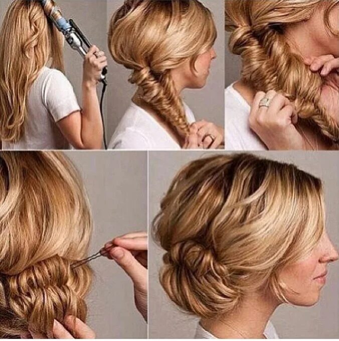 Прически на средние волосы делать самой DIY messy braided bun Peinado y maquillaje, Peinados sencillos, Peinados