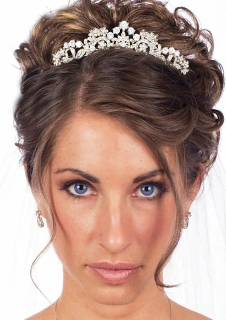 Прически на средние волосы диадема Wedding Hair Accessories with Tiara - Long Hairstyle Galleries Tiara hairstyles,