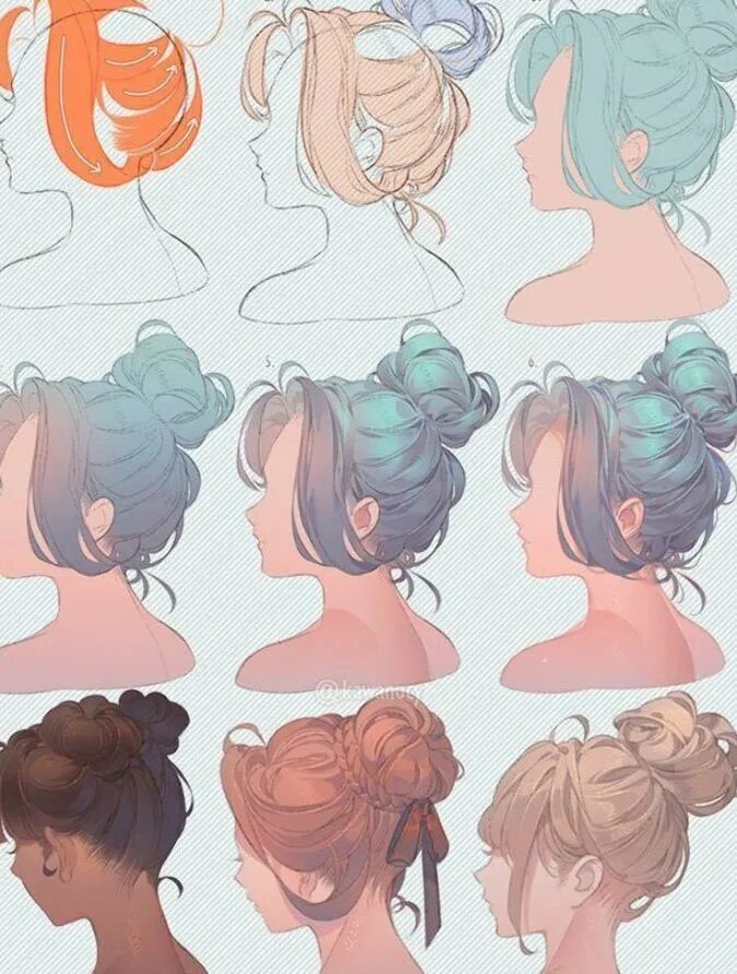 Прически на средние волосы туториал 河 CY on Twitter: "Drawing hair ♀. " Encaustic art tutorials, Art drawings, Pixel