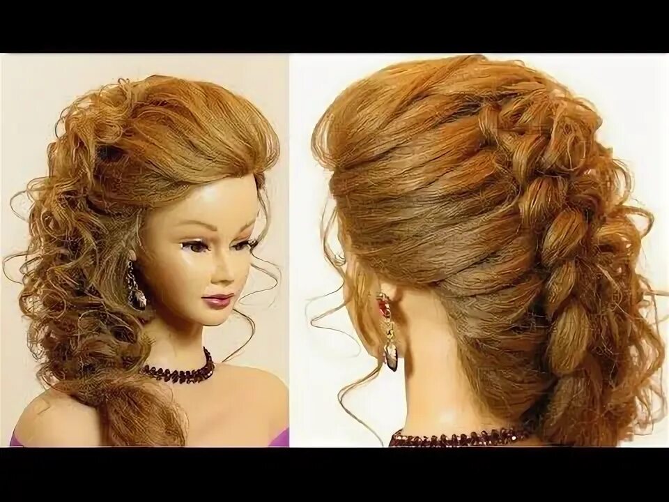 Прически на средние волосы видео Bridal hairstyle for long hair tutorial with braid Prom hairstyles for long hair