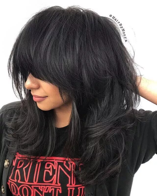 Прически на среднюю длину черных волос 47+ Fun, Fresh Ways to Style Long Hair With Bangs - The Cuddl Langes haar mit po