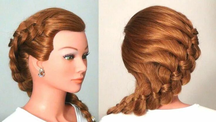 Прически на среднюю длину косы Прическа: плетение косы из 4-х прядей. Braided Hairstyle For Long Hair hair Brai