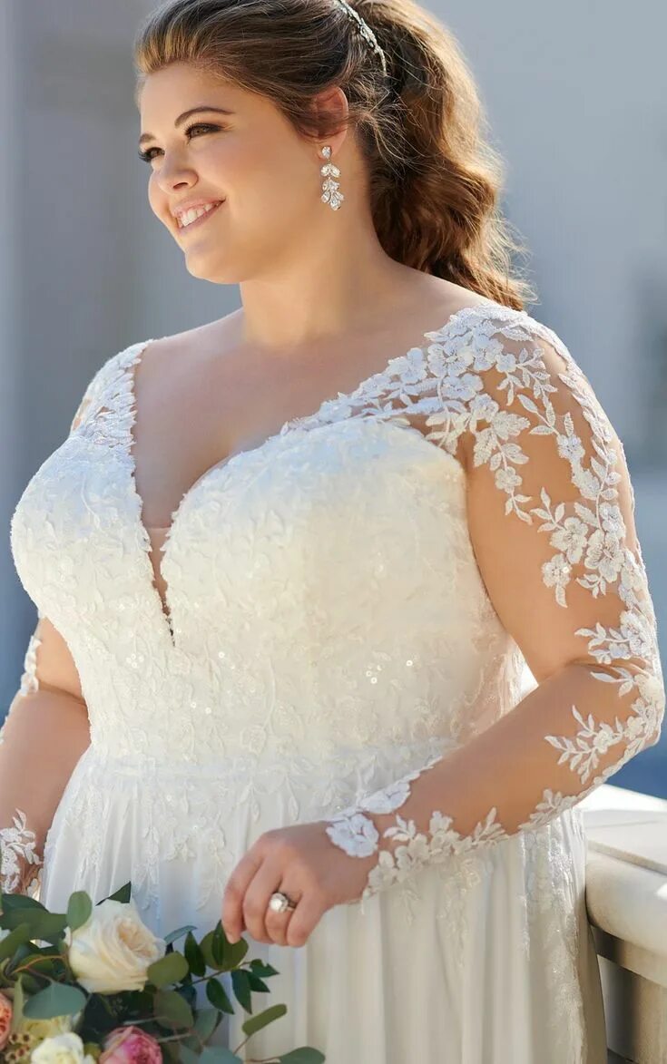 Прически на свадьбу для полных женщин Long-Sleeved Casual Plus-Size Wedding Dress - 6843+ Stella york wedding dress, Y