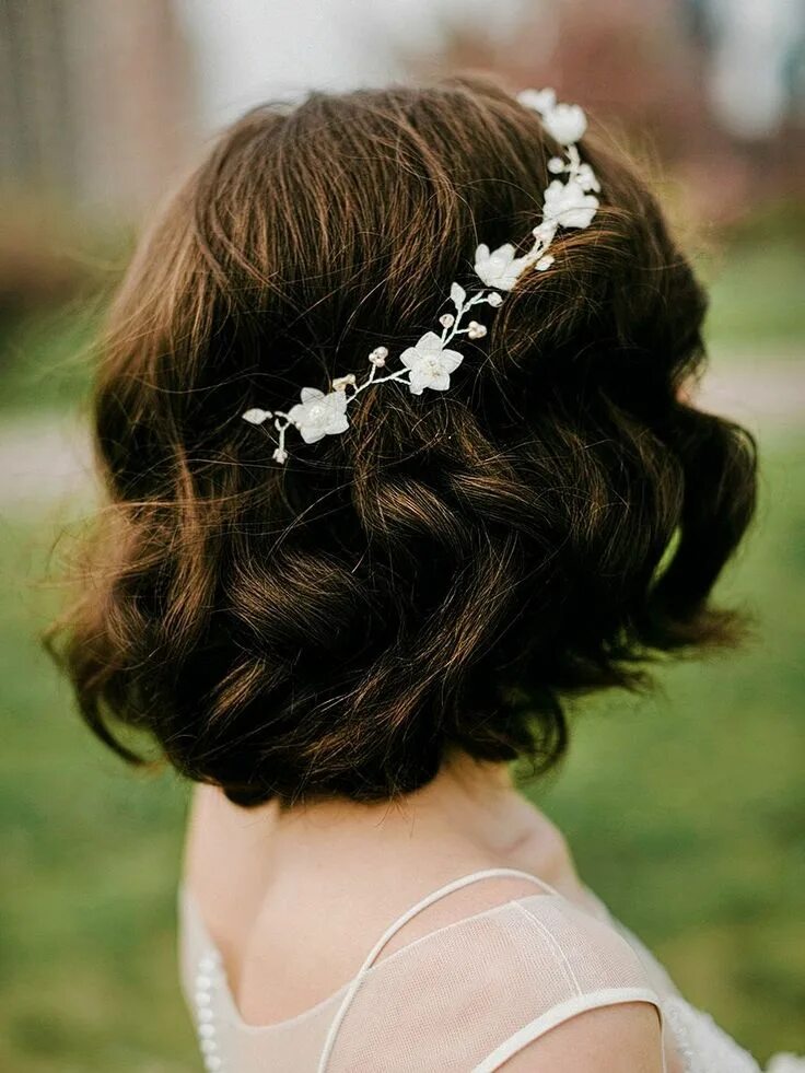 Прически на свадьбу на каре для невесты Pin on Прически для коротких волос Short wedding hair, Bob wedding hairstyles, C