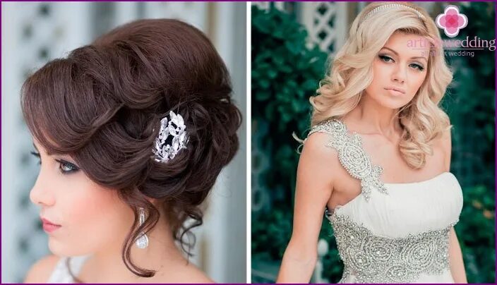 Прически на торжество распущенные средние волосы Wedding hairstyles with her hair loose: long, medium, with a veil and a diadem