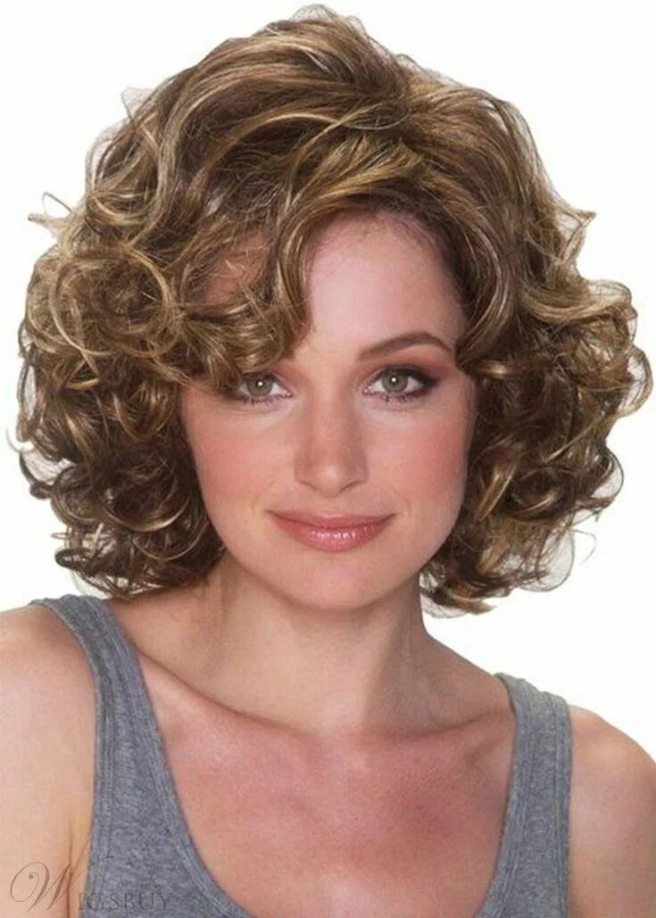 Прически на волнистые волосы для женщин Short Curly Bob Hairstyles Women's Side Part Afro Curly Human Hair Wigs Brown Co