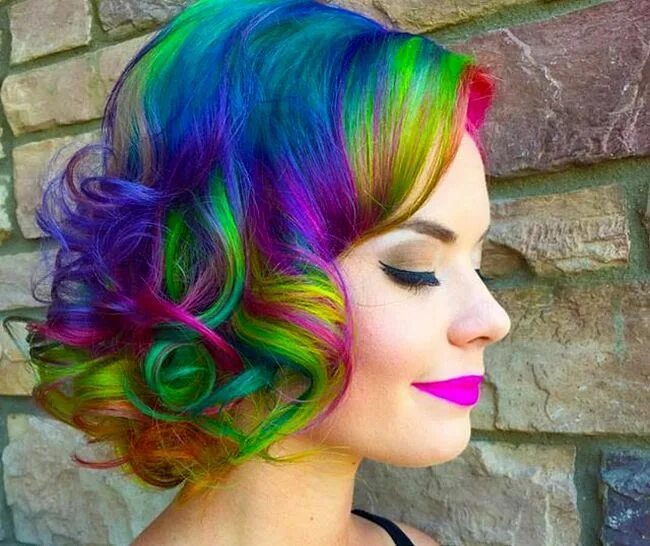 Прически на яркие волосы Колорирование на темные и светлые волосы (55 фото) Neon hair, Rainbow hair color