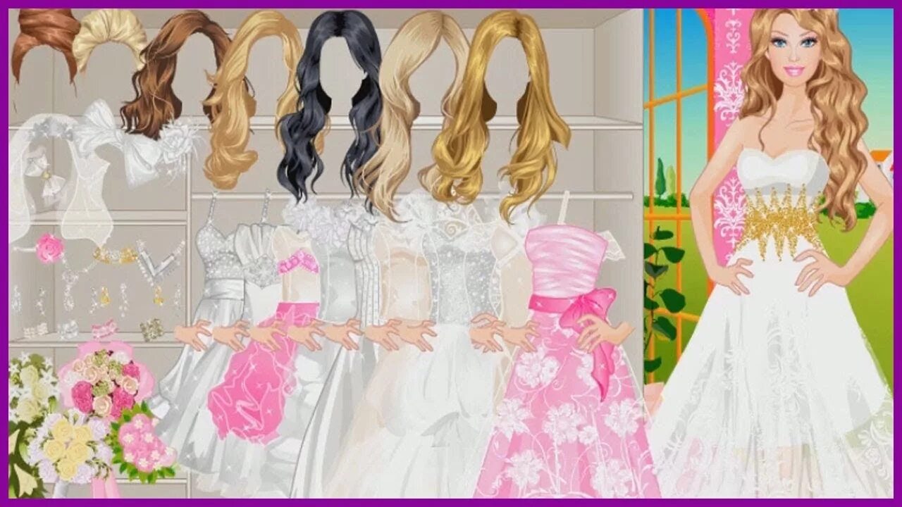 Прически одевалки для девочек играть Barbie Wedding Dress Barbie games for girls Dress up games - YouTube