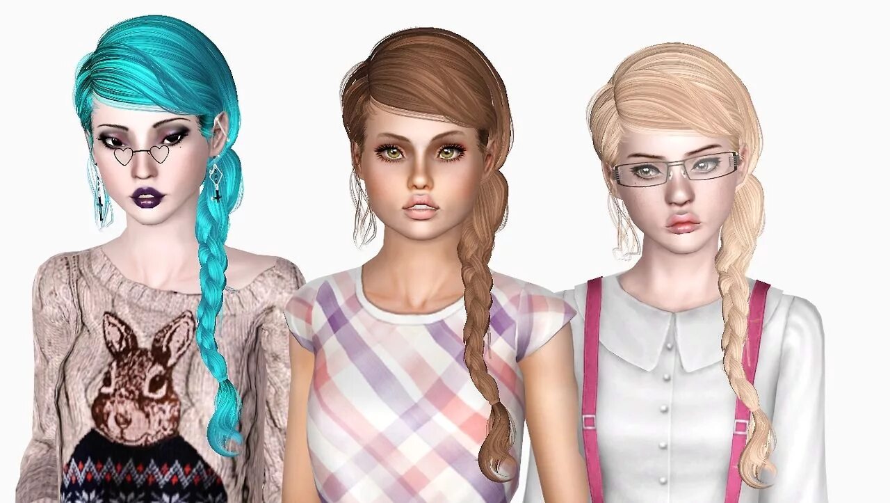 Прически одежда In a side tornado tail hairstyle NewSea`s RollCake retextured by Sjoko - Sims 3 