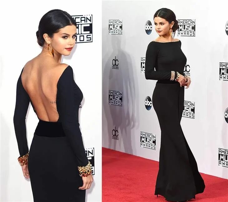 Прически под черное длинное платье Backless gowns and big hair: See who dazzled at the AMAs Celebrity dresses, Back