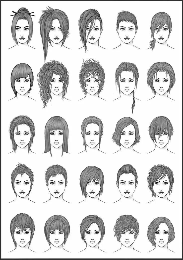 Прически под форму Women's Hair - Set 4 by dark-sheikah on DeviantArt Drawing hair tutorial, Hair s