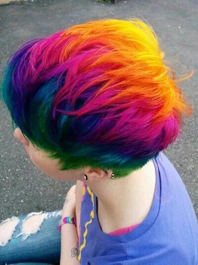 Прически покрашенные волосы From the Chrysalis Rainbow hair color, Short rainbow hair, Rainbow hair