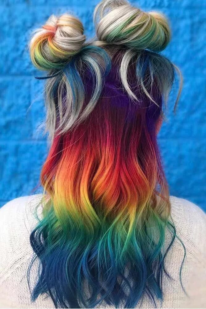 Прически покрашенные волосы 15 Magical Mermaid Hair Ideas Rainbow hair color, Hair styles, Rainbow hair