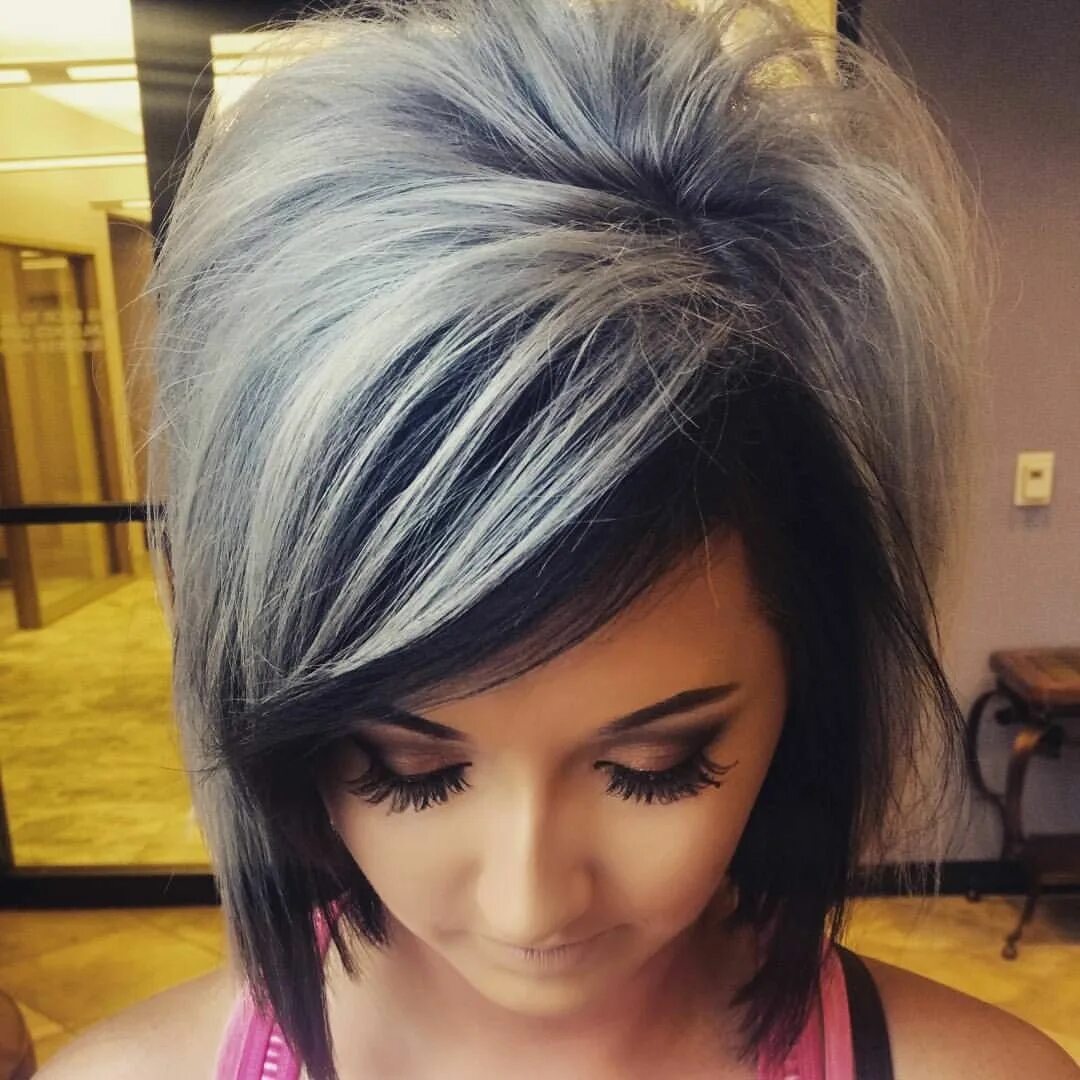 Прически покраска фото Slate blue silver.... @kenraprofessional @caitlindawn91 Types of hair color, Hai