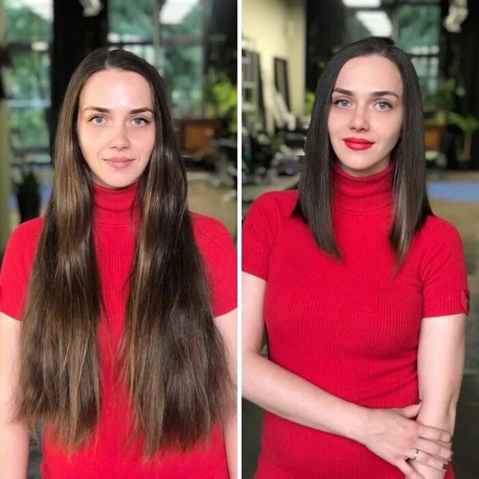 Прически после длинных волос Hair-Styling-Before-After-Women-Jurgita-Malakauskaite Hair styles, Hair transfor