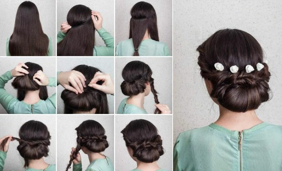 Прически повседневные волос своими руками Wedding hairstyles: elegant updo tutorial (in 10 easy steps) Moños con trenzas, 