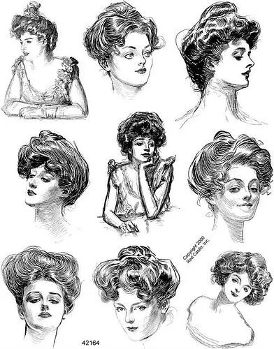 Прически разных лет gibson girl2 Gibson girl, Victorian hairstyles, Vintage drawing