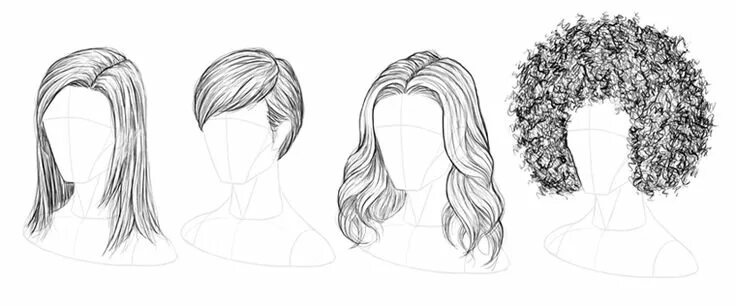 Прически рисунки карандашом легко How to Draw Hair How to draw hair, Realistic drawings, Step by step hairstyles