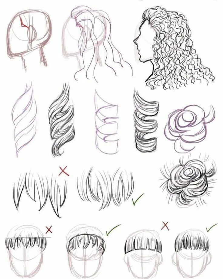 Character Hair Reference Sheet by GabrielleBrickey on DeviantArt Girl hair drawi