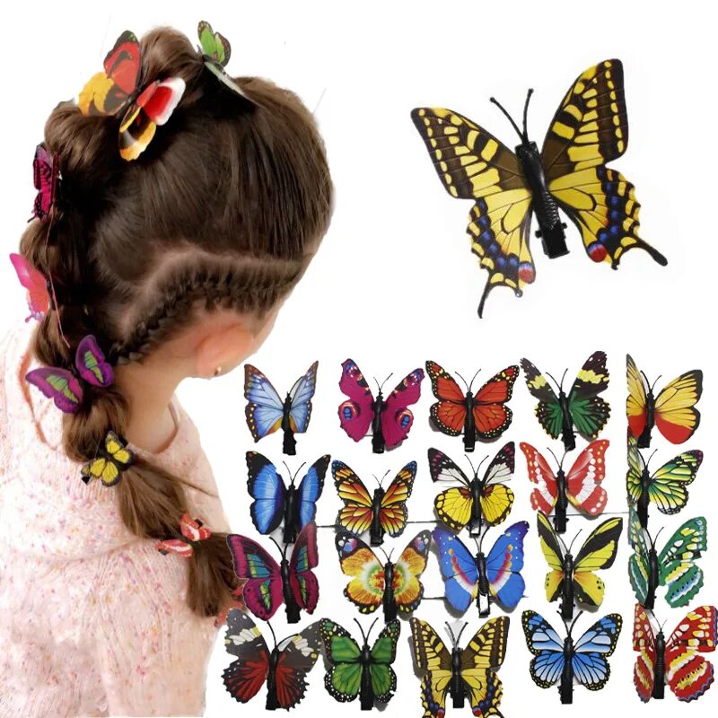 Прически с бабочками заколками для девочки Hair Clips Girls Easter Butterfly Hair Clip Easter Decoration Hair Accessories -