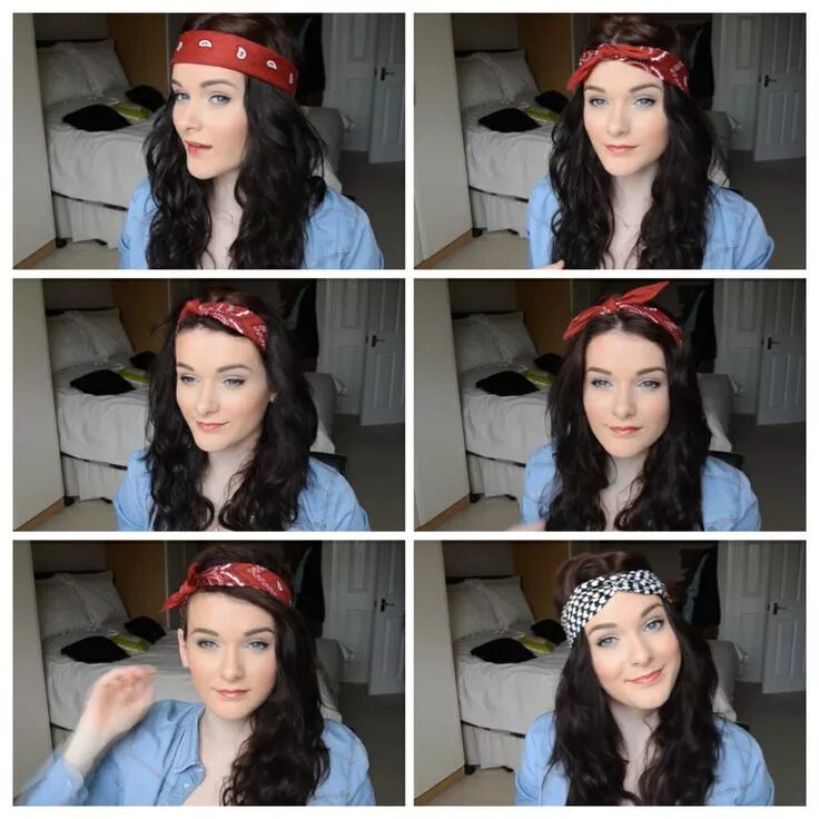 Прически с банданой на длинные волосы Different ways to wear a bandana Bandana hairstyles, Scarf hairstyles, Bandanna 