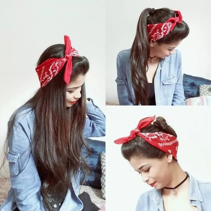 Прически с банданой на длинные волосы TUTORIAL: 6 formas de usar bandana #bandana #Formas #tutorial #usar Scarf hairst