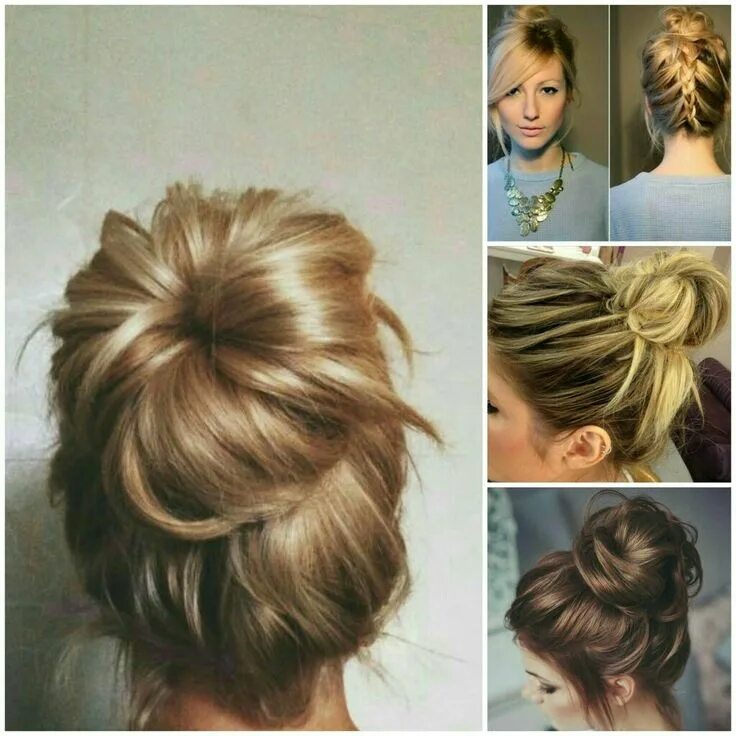 Прически с бубликом на средние Pin em Penteado